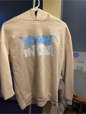 NFINITY Beige Hoodie with Blue & White Graphic